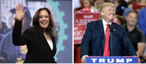 The United States' 2024 presidential election candidates: Vice President Kamala Harris and President Elect Donald Trump. Taken by Gage Skidmore in 2019 and 2016, respectively, and licensed under Creative Commons.